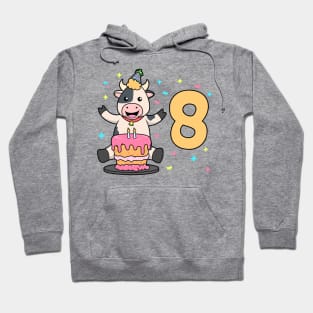 I am 8 with cow - kids birthday 8 years old Hoodie